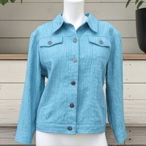 Ruby Rd. Aqua Jean Jacket